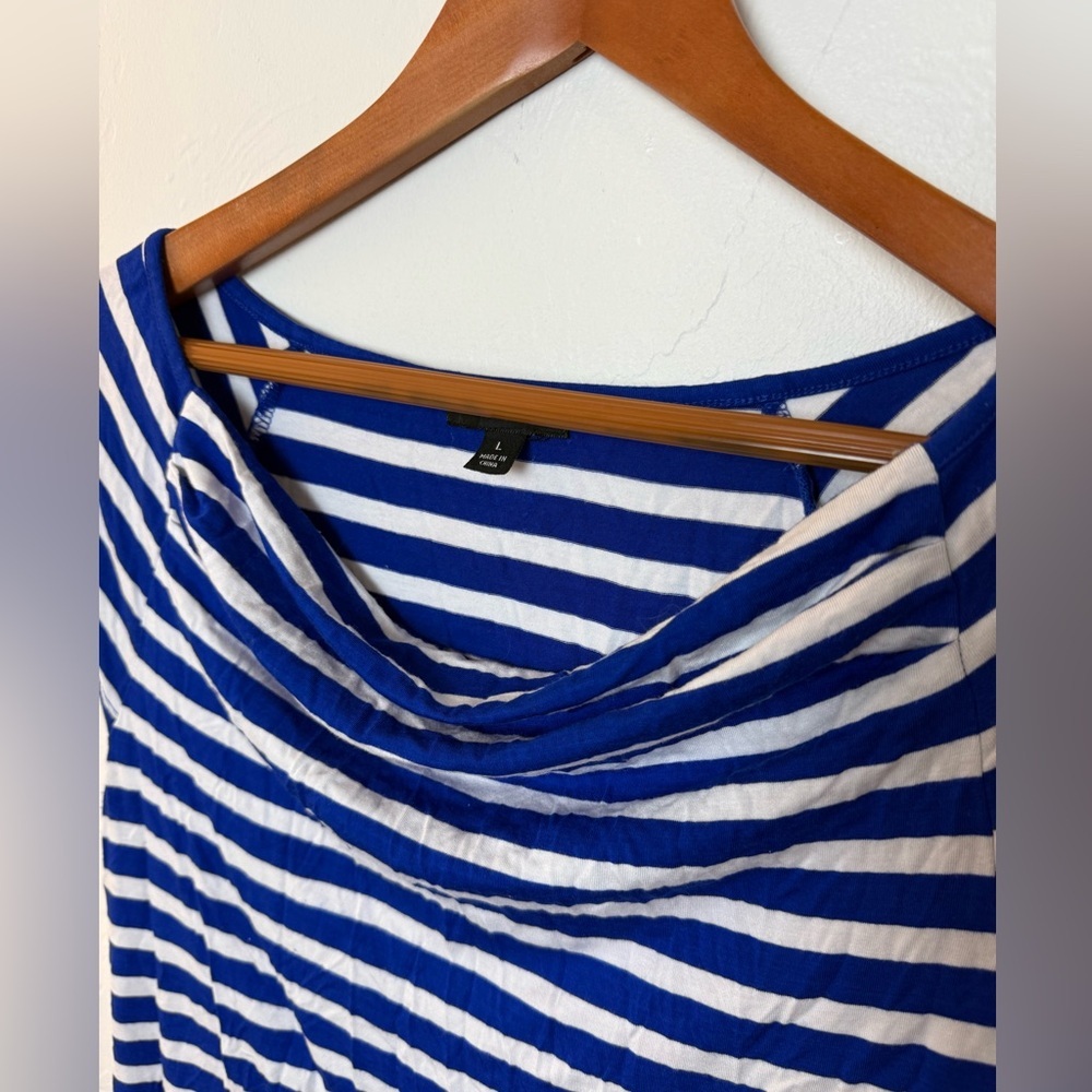 Willi Smith Navy and White Striped Blouse - Picture 2 of 4